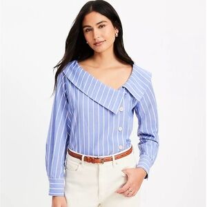 Loft Blue Striped Women's Top size M